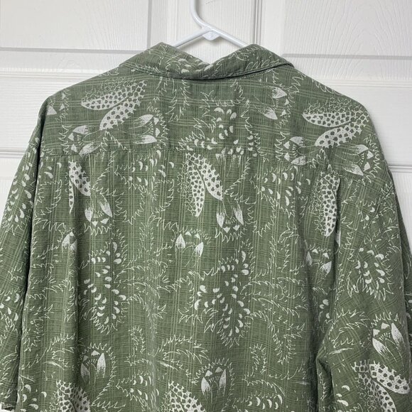 Columbia Sportswear Men’s Large Green White Short Sleeve Shirt Leaf Print - Picture 6 of 7
